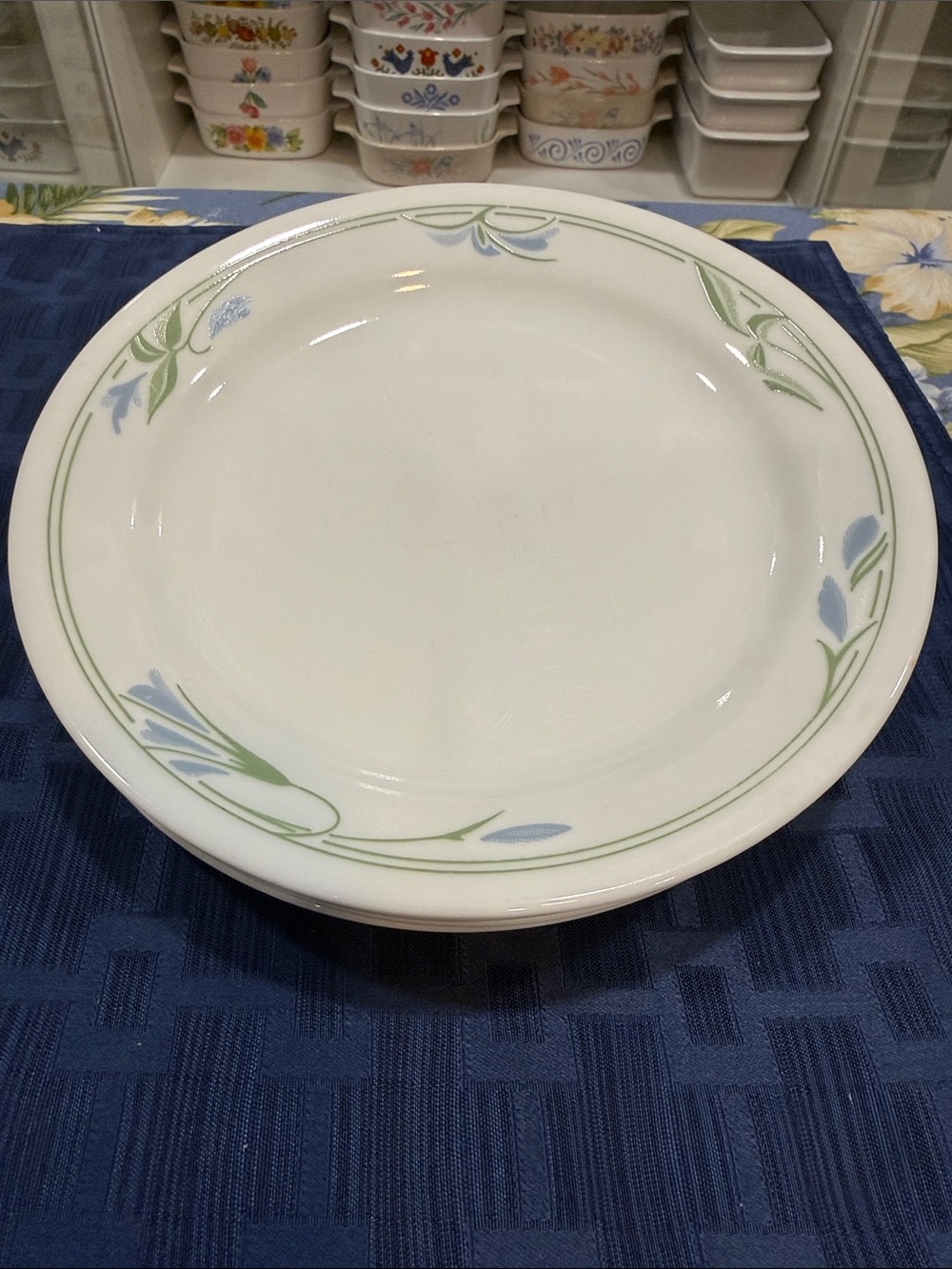Corelle Blue Wreath set of seven 7.25" plates